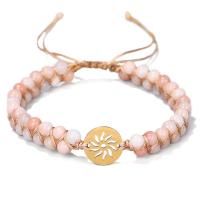 Gemstone Woven Ball Bracelets, Natural Stone, with Stainless Steel, handmade, Unisex, mixed colors, 11mm, Length:28 cm, Sold By PC