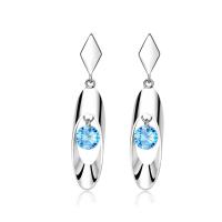Cupronickel Drop Earring platinum color plated micro pave cubic zirconia & for woman Sold By Pair