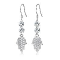 Cupronickel Drop Earring platinum color plated & for woman & with cubic zirconia Sold By Pair