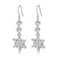Cupronickel Drop Earring Snowflake platinum color plated & micro pave cubic zirconia & for woman Sold By Pair