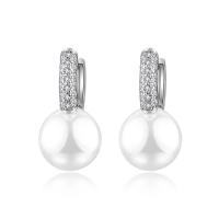 Huggie Hoop Drop Ohrringe, Kupfernickel, mit Kunststoff Perlen, plattiert, Micro pave Zirkonia & für Frau, keine, 12x24mm, verkauft von Paar