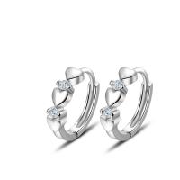 Cupronickel Huggie Hoop Earring, platinum color plated, micro pave cubic zirconia & for woman, 2.30x11mm, Sold By Pair