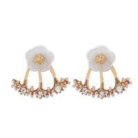 Zinc Alloy Stud Earring with Shell plated for woman & with rhinestone Sold By Pair