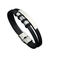Silicone Bracelets Stainless Steel with Silicone plated fashion jewelry & Unisex Sold By Strand