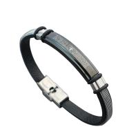 PU Leather Cord Bracelets with Stainless Steel plated fashion jewelry & Unisex Sold By Strand