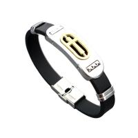PU Cord Armband, med ROSTFRITT STÅL, plated, mode smycken & Unisex & olika mönster för val, fler färger för val, 215x10x3mm, Säljs av Strand