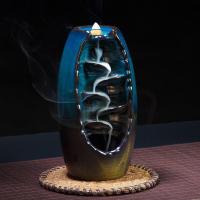 Backflow Incense Burner, Porcelain, plated, for home and office & durable, 120x105x200mm, Sold By PC