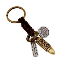 Tibetan Style Key Clasp, with PU Leather, fashion jewelry & Unisex, nickel, lead & cadmium free, 110mm, Sold By PC