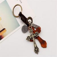 Tibetan Style Key Clasp, with PU Leather, fashion jewelry & for man, nickel, lead & cadmium free, 140x30mm, Sold By PC