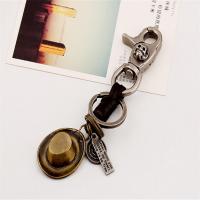 Tibetan Style Key Clasp, with PU Leather, fashion jewelry & for man, nickel, lead & cadmium free, 15mm, Sold By PC