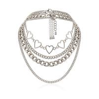 Multi Layer Necklace Zinc Alloy with Iron with 3.9 inch extender chain platinum color plated for woman & multi-strand 31cm 35cm 39cm 46cm Sold By Set
