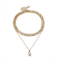 Mode Multi Layer halskæde, Zinc Alloy, med jern kæde, guldfarve belagt, for kvinde & multi-streng, flere farver til valg, 40cm,50cm, Solgt af Strand