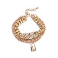 Zinc Alloy Bracelet with 1.9 inch extender chain plated for woman & with rhinestone & multi-strand Sold Per Approx 6.2 Inch Strand