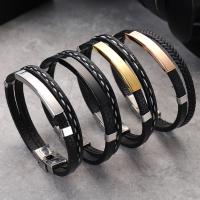 PU Leather Cord Bracelets Stainless Steel with PU Leather plated fashion jewelry & for woman Sold By Strand