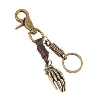 Tibetan Style Key Clasp, with PU Leather, Unisex, nickel, lead & cadmium free, 145x30mm, Sold By PC
