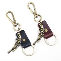 Tibetan Style Key Clasp, with PU Leather, Unisex, more colors for choice, nickel, lead & cadmium free, 140x32mm, Sold By PC