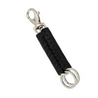 Tibetan Style Key Clasp, with PU Leather, for man, black, nickel, lead & cadmium free, 180mm, Sold By PC
