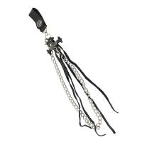 Schlüsselanhänger, Zinklegierung, mit PU Leder, für den Menschen, schwarz, frei von Nickel, Blei & Kadmium, 220mm, verkauft von PC