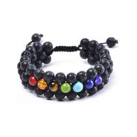 Gemstone Woven Ball Bracelets, Lava, with Natural Stone, Unisex & radiation protection, more colors for choice, 8mm, Sold Per 18 Strand