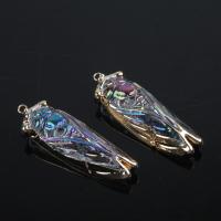 Clear Quartz Pendant with Brass Cicada gold color plated Approx 2.5mm Sold By PC
