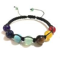 Gemstone Woven Ball Bracelets, Natural Stone, Unisex & radiation protection, multi-colored, 8mm, Length:18 cm, Sold By PC
