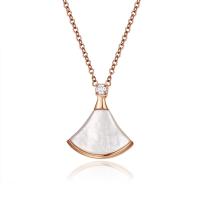 Titanium Steel Necklace with White Shell gold color plated for woman & with rhinestone Sold Per Approx 19.68 Inch Strand