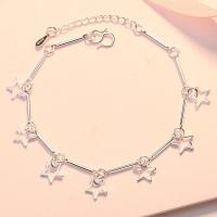 Tibetan Style Bracelet, Brass, silver color plated, for woman, Length:Approx 7.87 Inch, Sold By PC