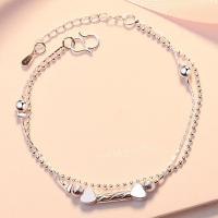 Brass Bracelet & Bangle, silver color plated, Double Layer & for woman, Sold Per Approx 7.87 Inch Strand