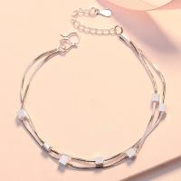 Zinc Alloy Bracelet Brass silver color plated Double Layer & for woman Sold Per Approx 7.87 Inch Strand