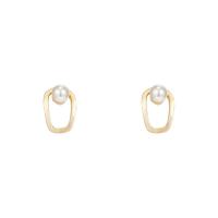 Zinc Alloy Stud Earring with Plastic Pearl plated fashion jewelry & for woman gold nickel lead & cadmium free Sold By Pair