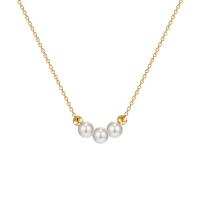 Edelstahl Schmuck Halskette, mit Kunststoff Perlen, plattiert, Modeschmuck & für Frau, Goldfarbe, 380mm, verkauft von Strang
