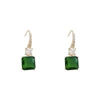 Zinc Alloy Drop Earrings Brass with Emerald plated fashion jewelry & for woman gold nickel lead & cadmium free Sold By Pair