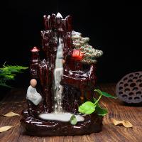 Backflow Incense Burner, Porcelain, plated, for home and office & durable, 160x130x230mm, Sold By PC