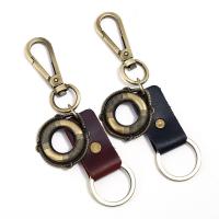 Tibetan Style Key Clasp, with PU Leather, for man, more colors for choice, nickel, lead & cadmium free, 125x32mm, Sold By PC