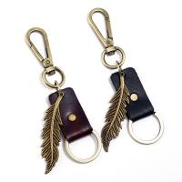 Tibetan Style Key Clasp, with PU Leather, for man, more colors for choice, nickel, lead & cadmium free, 140x32mm, Sold By PC