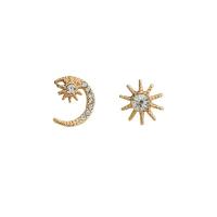 Asymmetric Earrings Zinc Alloy gold color plated & for woman & with rhinestone 12mm 10mm Sold By Pair
