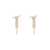 Fashion Fringe Earrings, Brass, plated, fashion jewelry & micro pave cubic zirconia & for woman, gold, nickel, lead & cadmium free, 45x17mm, Sold By Pair