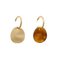 Tibetan Style Drop Earrings, with Resin, plated, fashion jewelry & for woman, gold, nickel, lead & cadmium free, 35x19mm, Sold By Pair