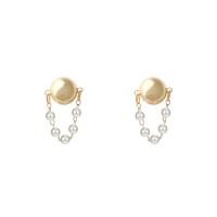 Brass Stud Earring with Plastic Pearl plated fashion jewelry & for woman nickel lead & cadmium free Sold By Pair