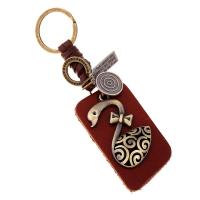 Tibetan Style Key Clasp, with PU Leather, Unisex, nickel, lead & cadmium free, 135x30mm, Sold By PC