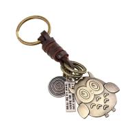 Tibetan Style Key Clasp, with PU Leather, for man, nickel, lead & cadmium free, 110x30mm, Sold By PC