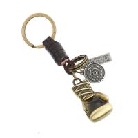Tibetan Style Key Clasp, with PU Leather, for man, nickel, lead & cadmium free, 100x30mm, Sold By PC