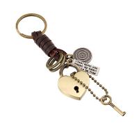 Tibetan Style Key Clasp, with PU Leather, for man, nickel, lead & cadmium free, 110x30mm, Sold By PC