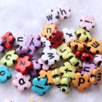 Alphabet Acrylic Beads, Plum Blossom, more colors for choice, 4x12mm, Hole:Approx 1.5mm, 30Bags/Lot, Sold By Lot