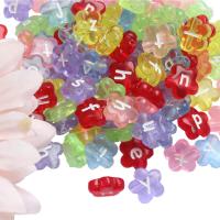 Alphabet Acrylic Beads, Plum Blossom, enamel, more colors for choice, 4x12mm, 30Bags/Lot, Sold By Lot