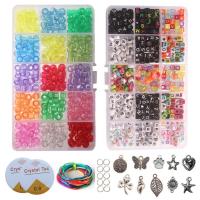 Alfabet Akryl perler, Plastic, du kan DIY & emalje, flerfarvede, 4x7mm,6mm,6x9mm, 1150pc'er/Box, Solgt af Box