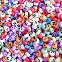 Alphabet Acrylic Beads, Plastic, with Acrylic, DIY & enamel, more colors for choice, 4x7mm, 200PCs/Bag, Sold By Bag