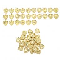 Colgantes de Aleación de Zinc en Forma Alfabeto, Corazón, chapado en color dorado, Bricolaje, libre de níquel, plomo & cadmio, 16x15mm, agujero:aproximado 2mm, 26PCs/Set, Vendido por Set