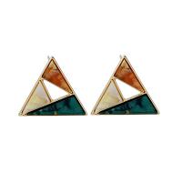 Zinc Alloy Stud Earring with Acrylic Triangle gold color plated & for woman Sold By Pair