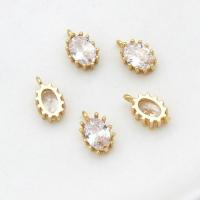 Cubic Zirconia Brass Pendants, 18K gold plated, micro pave cubic zirconia, 6x10.50mm, Sold By PC